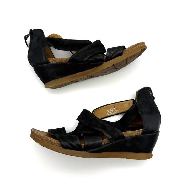 Miz Mooz Black Mika Wedge Sandal Nubuck Leather EU 40 - Picture 7 of 15